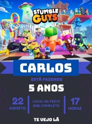 Convite de Aniversário Stumble Guys para Editar Online