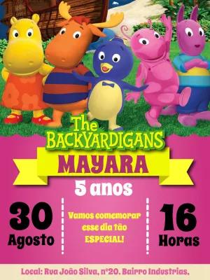 Convite Aniversário Backyardigans com Personagens para Editar