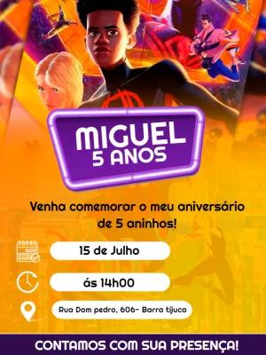 Convite Aniversário Homem-Aranha Aranhaverso para Editar Online