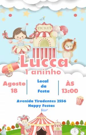 Convite Aniversário Circo Rosa Vintage para Editar Online