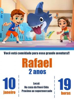 Convite de Aniversário Tubacão com Personagens para Editar Online