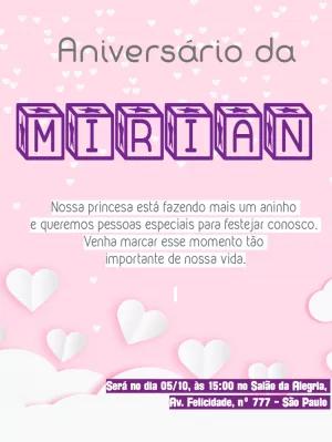 Convite de Aniversário Infantil com Blocos e Corações para Editar