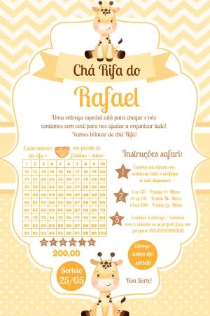 Convite Chá Rifa Girafinha Safari Editável Online