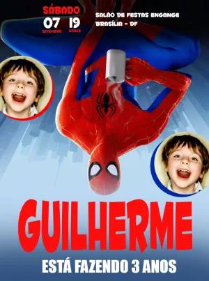 Convite Aniversário Homem Aranha com Foto para Editar Online