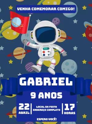 Convite de Aniversário Astronauta para Editar Online