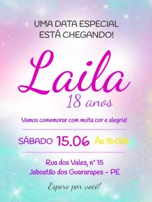 Convite de Aniversário Tie Dye com Cores Vibrantes para Editar
