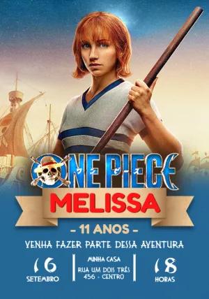 Convite Aniversário One Piece Nami Live Action para Editar