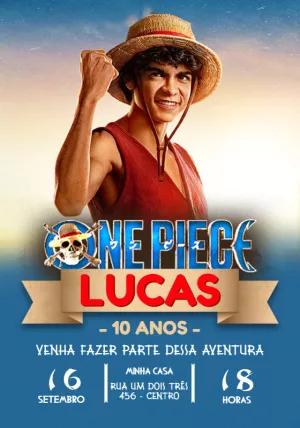 Convite Aniversário One Piece Live Action para Editar Online