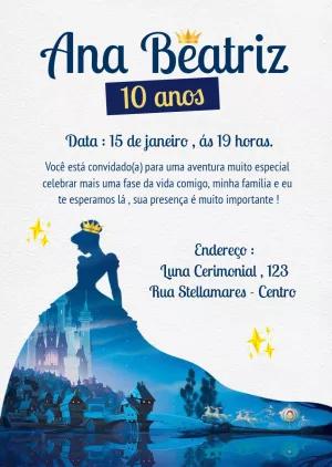 Convite de Aniversário Princesa Mágica Editável Online