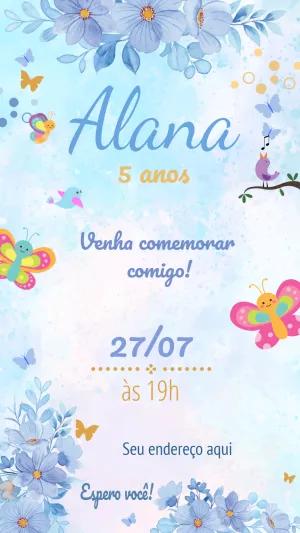 Convite de Aniversário Jardim Encantado Borboletas para Editar