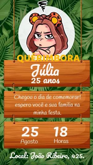 Convite de Aniversário Tema Oncinha com Personagem para Editar