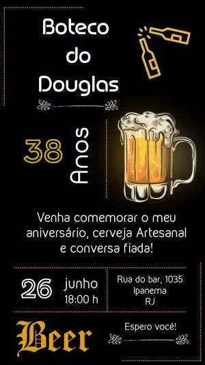 Convite de Aniversário Tema Boteco para Editar Online