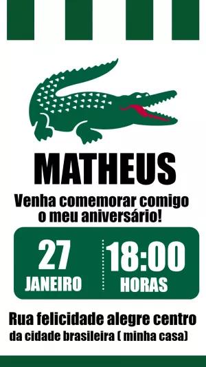 Convite Aniversário Jacaré Estilo Grife para Editar Online