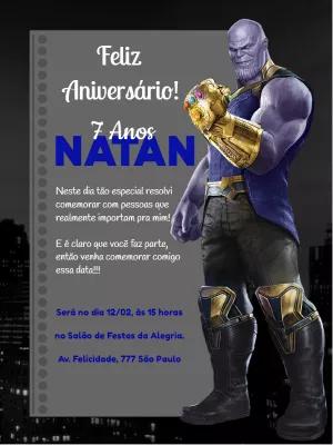 Convite de Aniversário Thanos para Editar Online