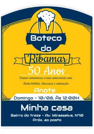 Convite de Aniversário Tema Boteco para Editar e Enviar Online