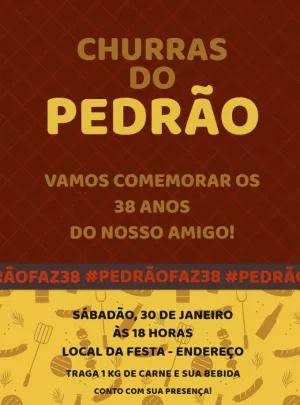 Convite de Aniversário Churrasco Rústico para Editar Online