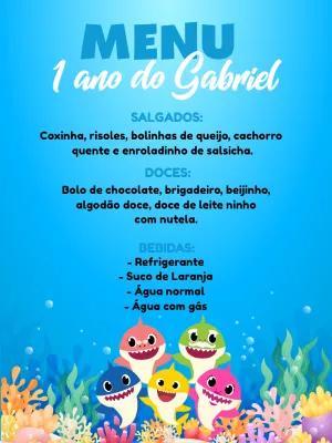 Menu Aniversário Baby Shark para Editar e Imprimir