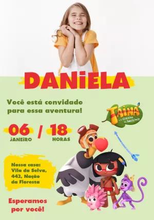 Convite Aniversário Tainá e os Guardiões com Foto para Editar