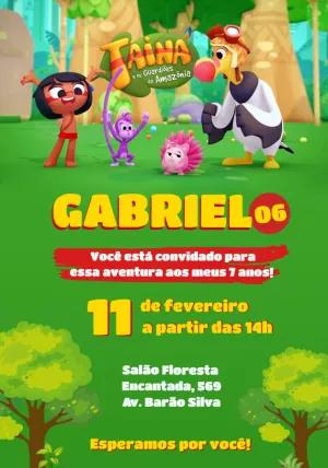 Convite Aniversário Tainá e os Guardiões da Amazônia para Editar