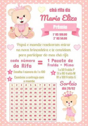 Chá Rifa de Fraldas Ursinha Princesa para Editar Online