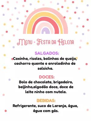 Menu de Aniversário Arco-Íris Boho para Editar Online
