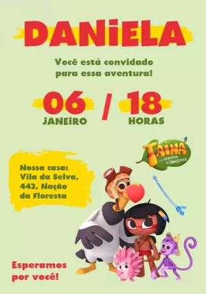 Convite de Aniversário Tainá e os Guardiões para Editar Online