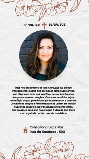 Convite de Missa de Falecimento com Foto para Editar Online