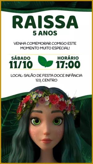Convite Aniversário Mavka Aventura na Floresta para Editar