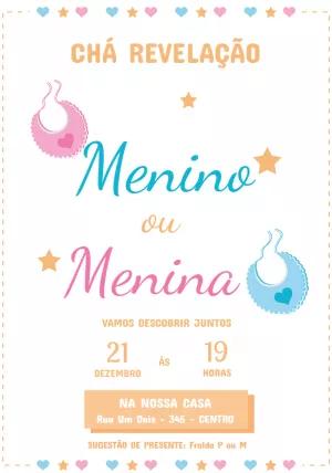 Convite Chá Revelação Menino ou Menina Editável Online