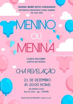Convite Chá Revelação Menino ou Menina para Editar Online