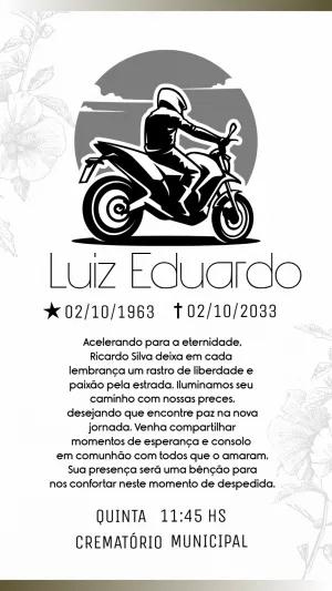 Lembrança de Luto Motociclista para Editar Online
