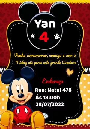 Convite de Aniversário Mickey Mouse para Editar Online