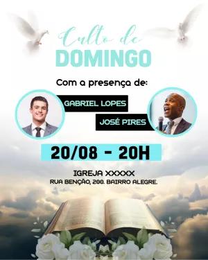 Convite para Culto de Domingo com Foto para Editar Online