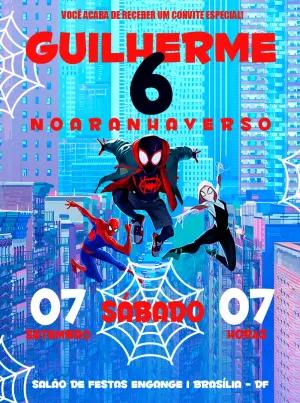 Convite Aniversário Homem Aranha Aranhaverso para Editar Online