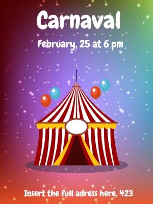 Carnival Party Invitation with Circus Tent to Edit Online