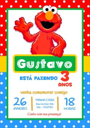 Convite Aniversário Elmo Vila Sésamo para Editar Online