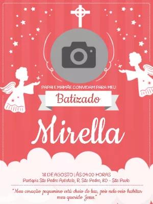 Convite de Batizado com Foto e Anjos para Editar Online