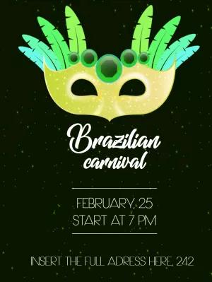 Brazilian Carnival Invitation with Feathers Editable Online