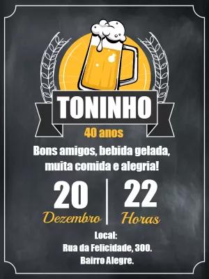 Convite de Aniversário Boteco Chalkboard para Editar Online
