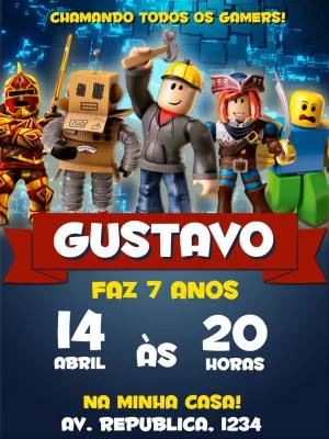 Convite Aniversário Roblox com Personagens para Editar Online
