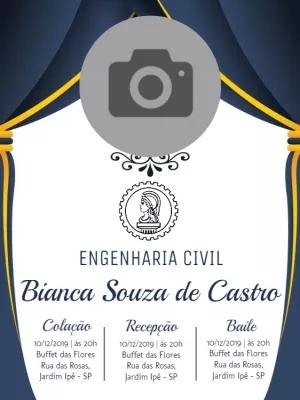 Convite de Formatura Engenharia Civil com Foto para Editar Online