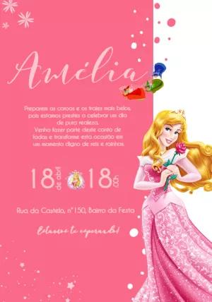 Convite Aniversário Princesa Aurora para Editar Online