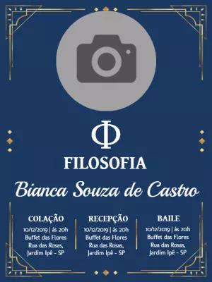 Convite de Formatura Filosofia com Foto para Editar Online
