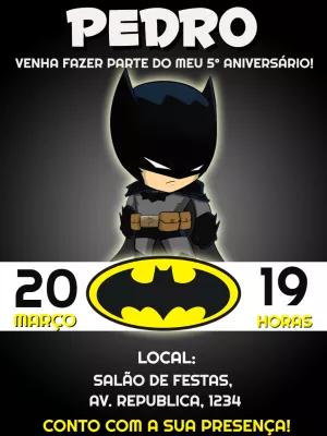 Convite de Aniversário Batman Editável para Imprimir e Enviar