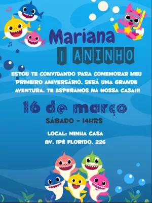 Convite de Aniversário Baby Shark para Editar Online