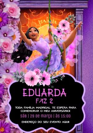 Convite de Aniversário Encanto Isabela para Editar Online