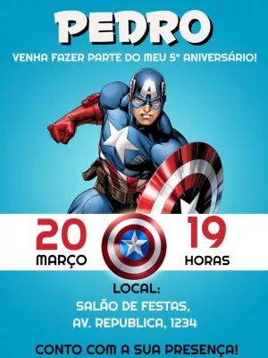 Convite de Aniversário Capitão América para Editar Online