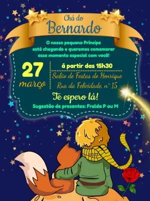 Convite Chá de Bebê Pequeno Príncipe para Editar Online