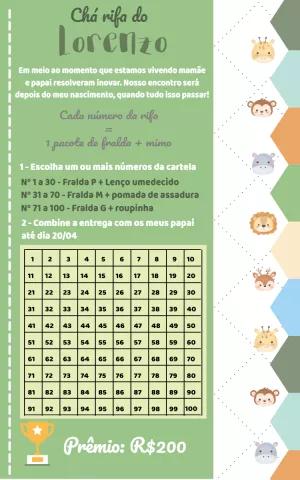 Convite Chá Rifa Safari com Animais Editável Online