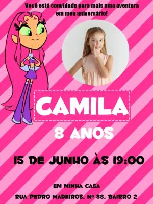 Convite de Aniversário Jovens Titãs com Foto para Editar Online